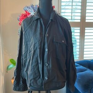 Black Lightweight Shirt Jacket with Red Accents